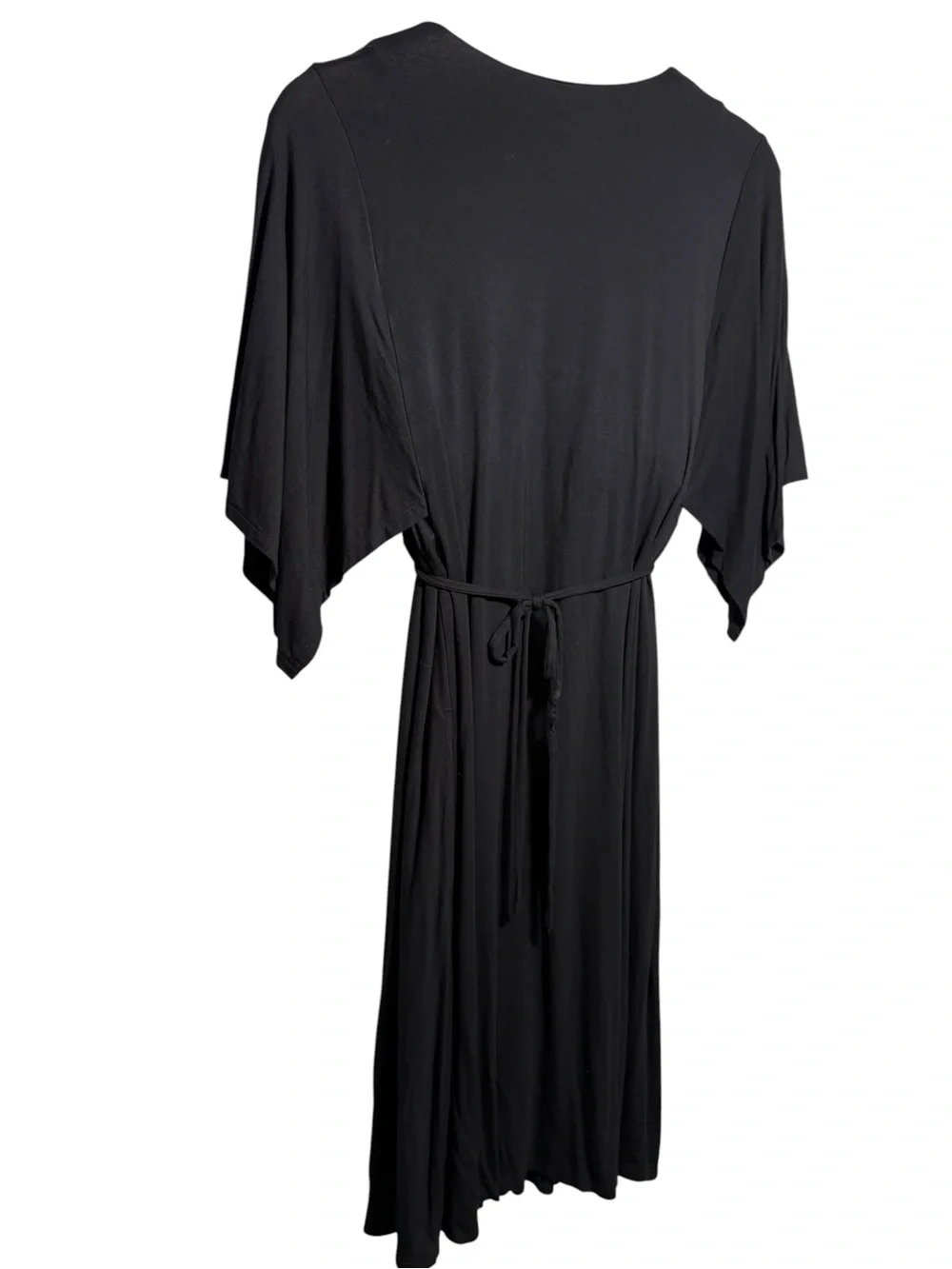 SOMA | Black Soft Jersey Caftan V-Neck Flutter Sleeve Midi Dress L Built In Bra - Picture 13 of 15